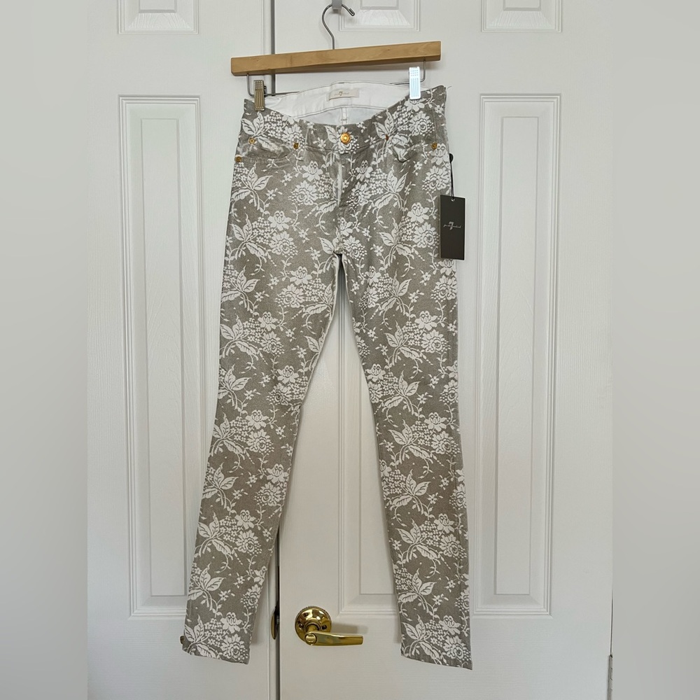 7 for all mankind light gold jean with print size 27 new w tags